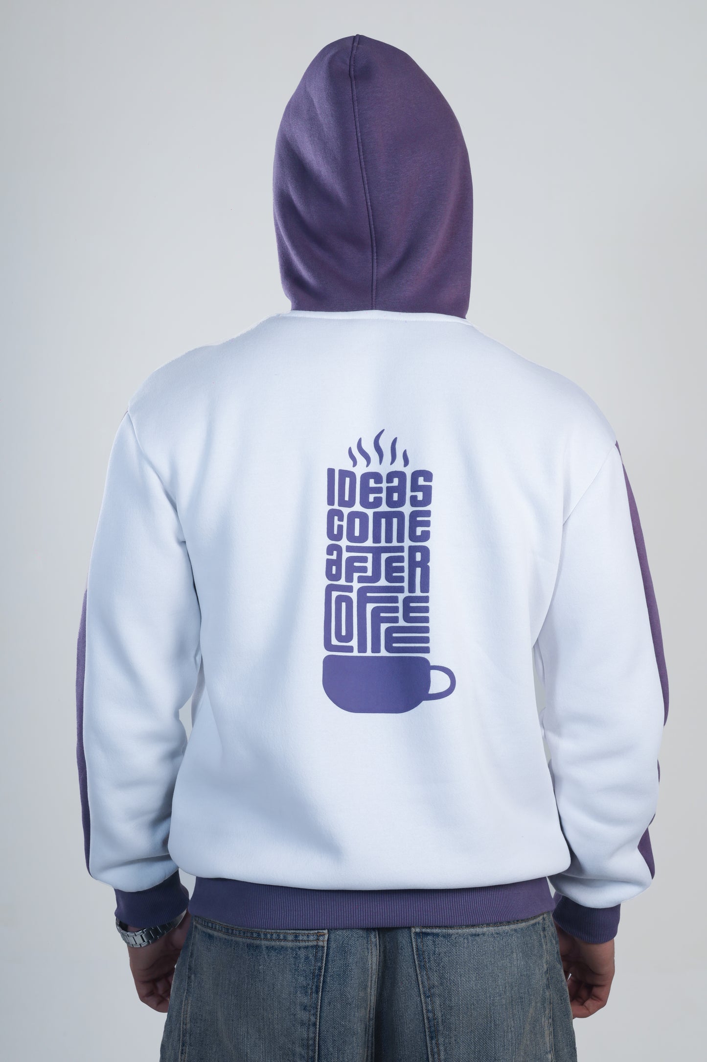 WHITE COFFEE PUFF PRINT HOODIE