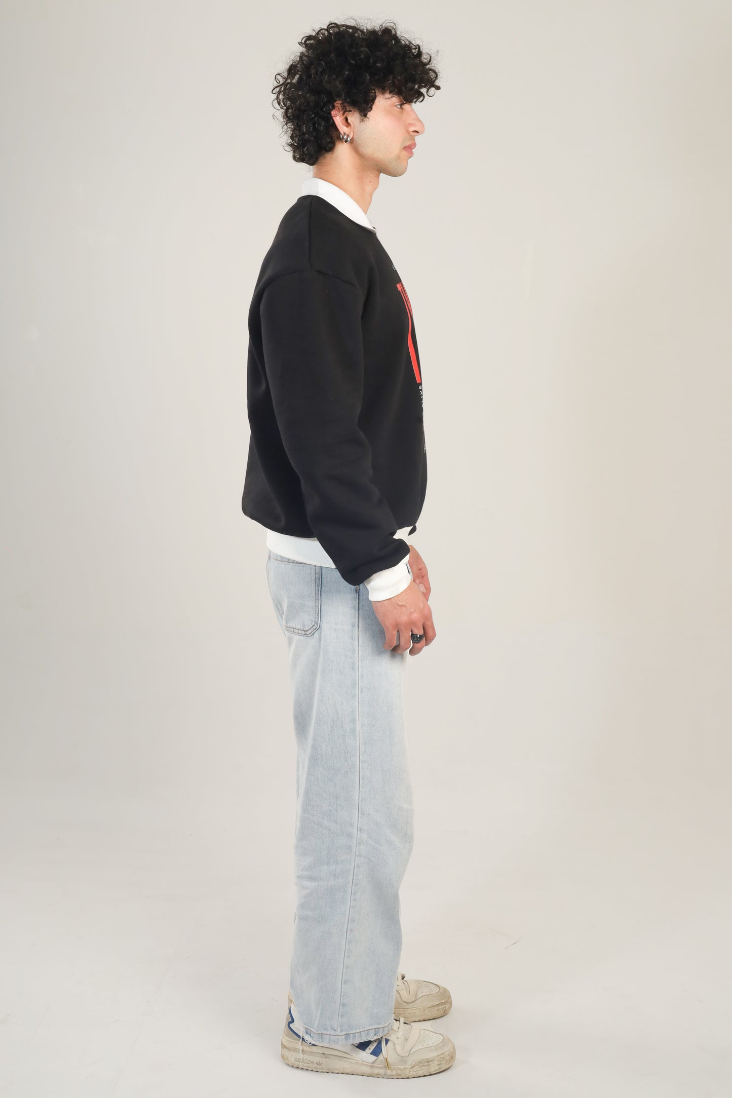 POLO NECK BLACK SWEATSHIRT