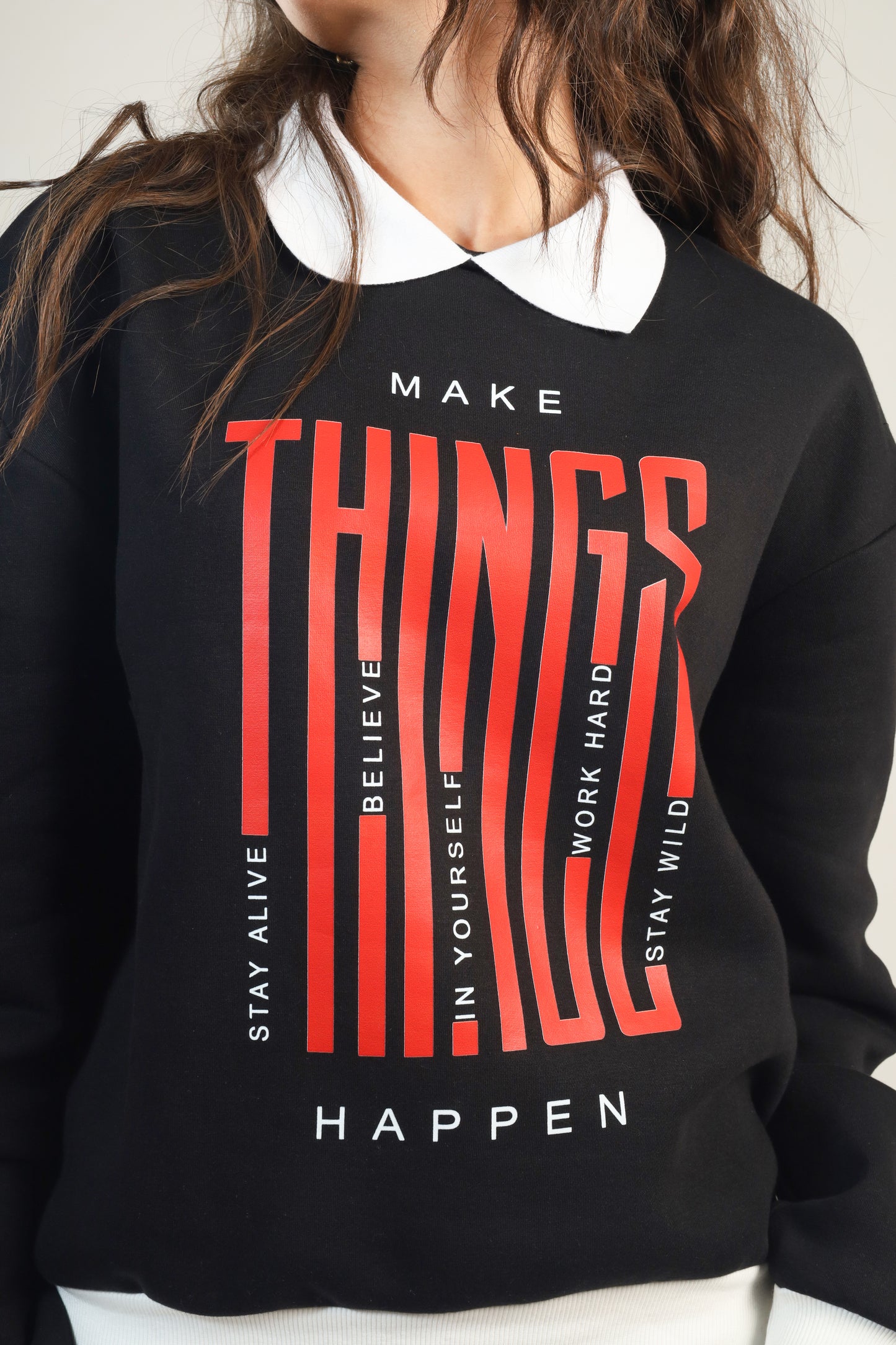 POLO NECK BLACK SWEATSHIRT