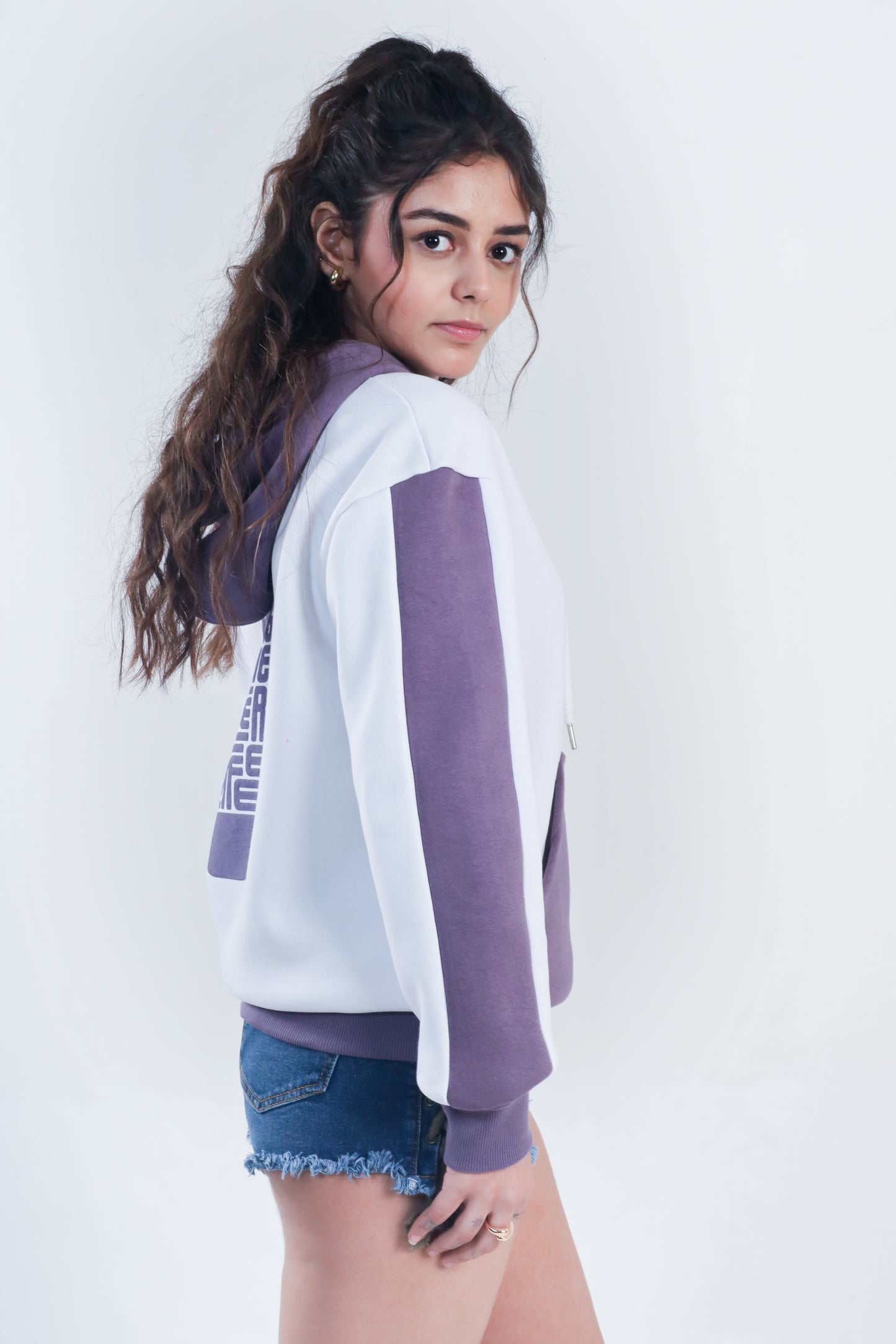WHITE COFFEE PUFF PRINT HOODIE