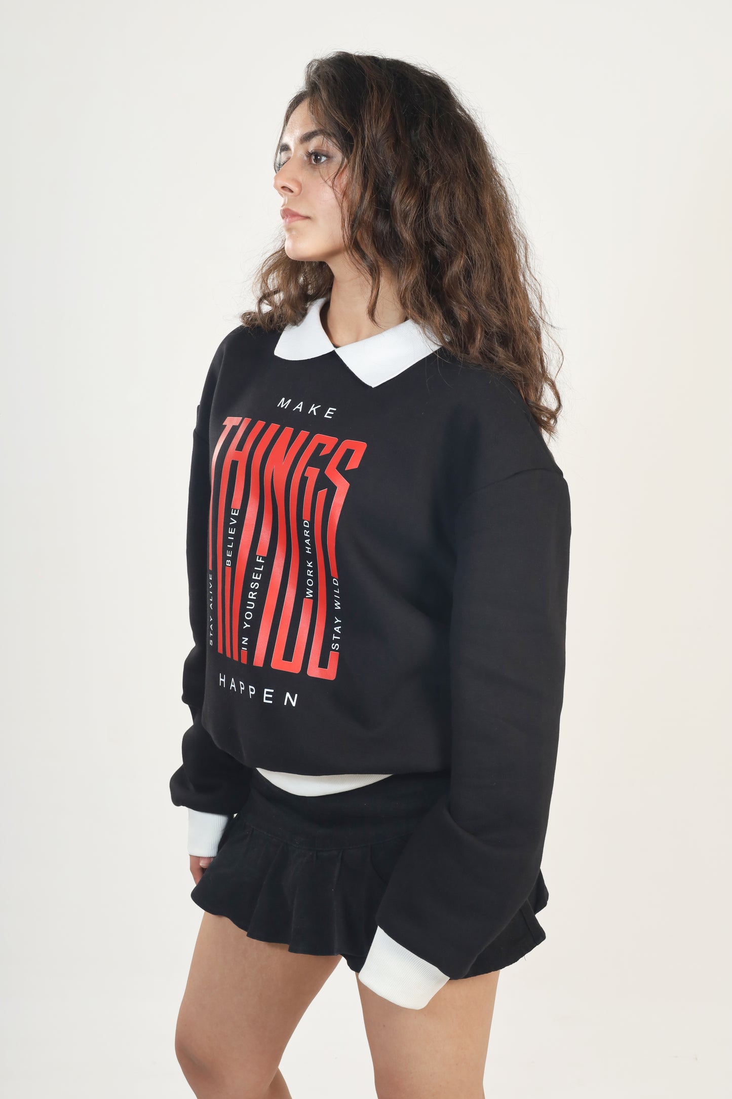 POLO NECK BLACK SWEATSHIRT